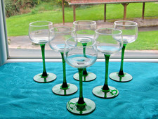 6 verres a vin blanc d'alsace en luminarc pied vert lotD