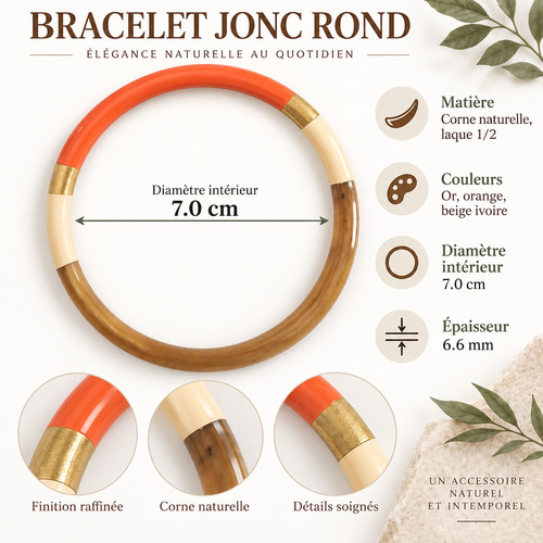 Bracelet jonc corne - , naturelle