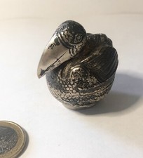 Ancienne Boîte À Bethel, Métal Argenté Ou Argent. "Toucan".