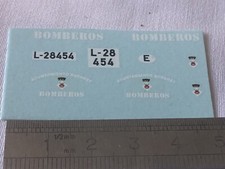 Maquette miniatures : decals décalcomanies Bomberos Espagne Pompiers. 1/43