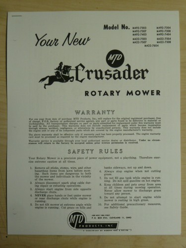 Mtd crusader rotary - crusader,