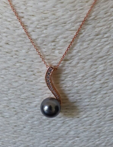 Collier pendentif perle grise - collier,