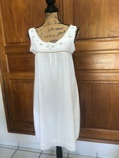 Chemise femme ancienne coton blanc brodé main fleur-feston-broderie anglaise