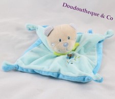Doudou plat ours - tex, bleu