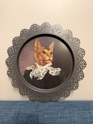 Victorian cat portrait metal - cat,