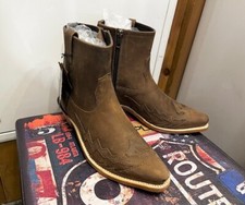 Bottes Basses en Cuir Western Boots Old West avec Fermeture Éclair MF1516