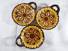 SUITE DE 3 RINCE DOIGTS / COUPE VIDE POCHE EN FAIENCE HB QUIMPER HENRIOT