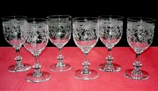 SSAINT LOUIS METZ WINE GLASSES WEINGLÄSER VERRE A VIN CRISTAL GRAVÉ NAPOLEON III