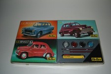 ANCIEN COFFRET 3 MAQUETTES  HELLER  AU 1:43 .PEUGEOT 403 ET 203/ RENAULT 4CV.