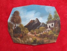 Paysage de Montagne et Cabane- Huile sur Carton - Signée - XXèS.