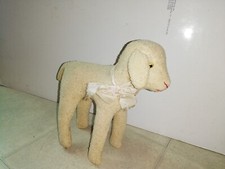 PELUCHE ANCIENNE-JOUET-MOUTON AVEC RUBAN.ANNEE 30-STEIFF? 30 cm DE HAUT.BEL ETAT