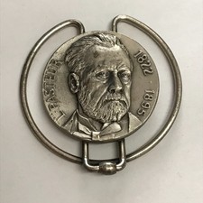 Ancienne pince à billets Louis Pasteur en métal argenté
