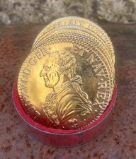 Set de 6 sous-verres dorés à l'or fin reproduction Écu d'or Effigie Louis XVI