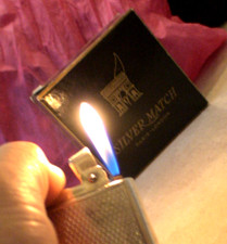 BRIQUET @ Silver Match 54 ARGENT @ Solid Silver Gas Lighter Feuerzeug Accendino