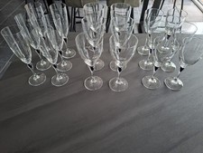 Service 18 Verres Eau Vin Champagne Cristal D'arques  Venise Saphir Goutte Bleu 