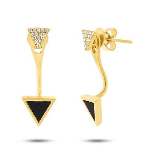 14k jaune onyx noir diamant - jaune,
