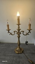 Lampe bougeoir 3 feux en bronze véritable 48 cm – style Louis XV rocaille /