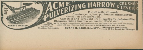 1898 acme pulverizing harrow - acme,