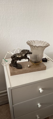 Ancien lampe statue cheval - ancien,