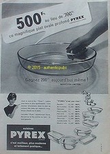 PUBLICITE PYREX PLAT EN VERRE A FEU BOL VAISSELLE DE 1960 FRENCH AD PUB VINTAGE