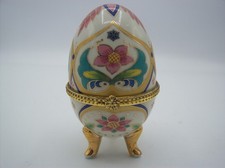 Objet Décoratif Vintage- Oeuf en Porcelaine sur Pieds Style Fabergé- Collection