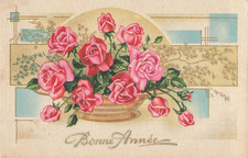LOT 4 CARTES POSTALES FANTAISIE ILLUSTREES ROSES FLEURS - 41152