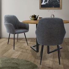 2x Chaise table salle à manger ergonomique anthracite en simili pieds en métal