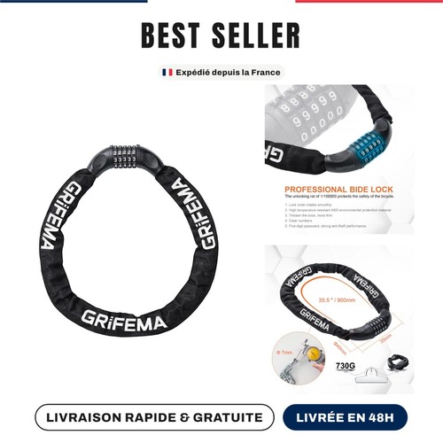 Chaîne antivol vélo grifema - antivol,