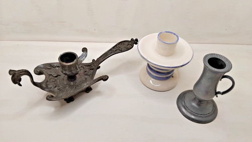 Lot bougeoirs anciens - de,