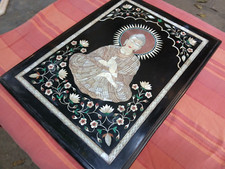 Bouddha Pietra Dura incrustation Marbre Table Pierres semi-précieuses Sculpture