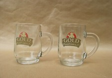 Lot de 2 anciennes chopes à bière en verre Gold Kanterbrau 25 cl publicitaire