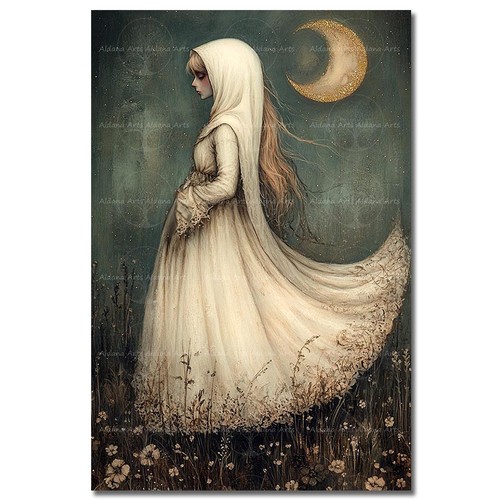 Lunar white lady art - lady, print
