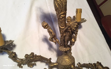 Ancien lustre 3 angelots  3 feux en bronze / electricite a voir ....