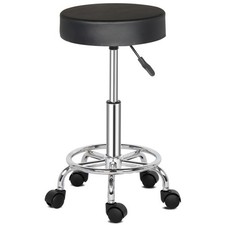 Tabouret Pivotant 360° avec Roulettes – Siège Cuir PU – Confort & Mobilité