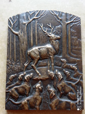 Bas relief bronze chasse à