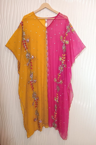 Vintage georgette sari kaftan - vintage,