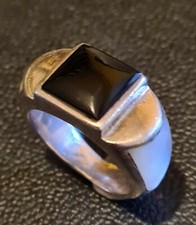     petite   Chevalière  art  deco argent  onyx  et nacre poids 7.6g