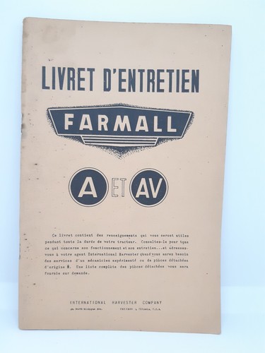 Ancien livret entretien - livret, d'entretien