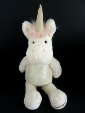 C5. DOUDOU PELUCHE LOUISE MANSEN LICORNE Chanelle blanc rose doré 45cm - TTBE