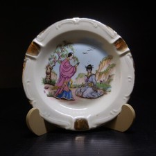 N23.169 cendrier fumeur coupelle vide-poche porcelaine Japon art déco blanc or