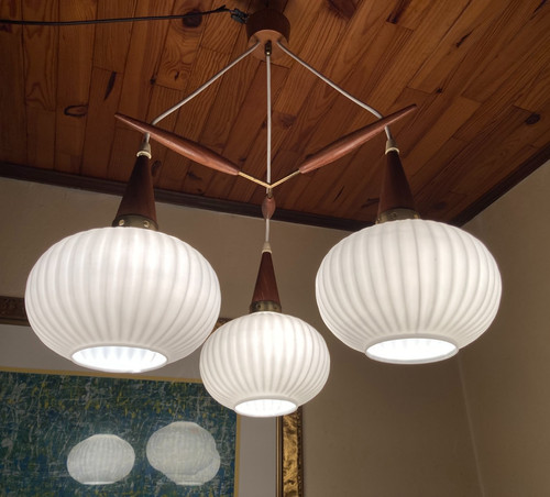Suspension feux teck verre - suspension,