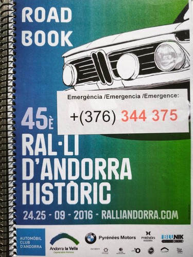 Road book rallye - rallye, andorre
