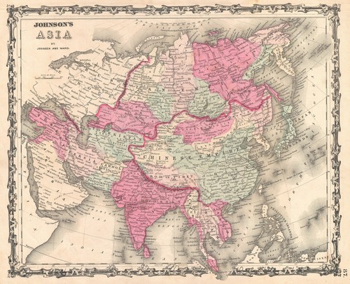 1862 johnson map - of, asia