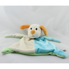 Doudou plat chien blanc bleu