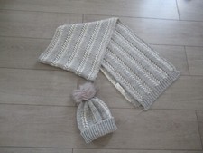 accessoire femme : écharpe + bonnet à pompon gris en laine Promod