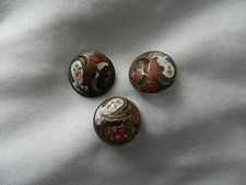 3 x ancien boutons Art Nouveau émaillé à décor de fleurs / old enamel button