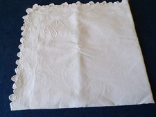 BRODERIE ANCIENNE TAIE D'OREILLER BRODEE MAIN DEBUT 1900