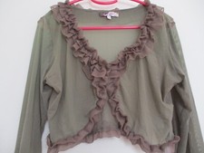 GILET MISS YOU TL EN VOILE KAKI ET VOLANT ROSE EXCELLENT ETAT