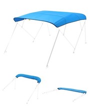 VEVOR Bimini bateau taud de soleil 4 arceaux 213-244 cm polyester Bleu Pacifique