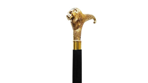 Bâton marche laiton - laiton, lion